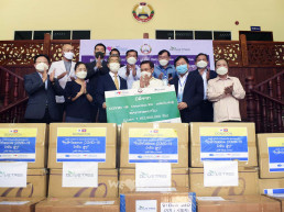 To support COVID-19 response efforts, Intl. WeLoveU Foundation (Honorary Chairwoman Zahng Gil-Jah), an UN DGC associated NGO, held donation ceremony of quarantine supplies at the head office of Lao Front for National Development (LFND) on May 9, 2020.